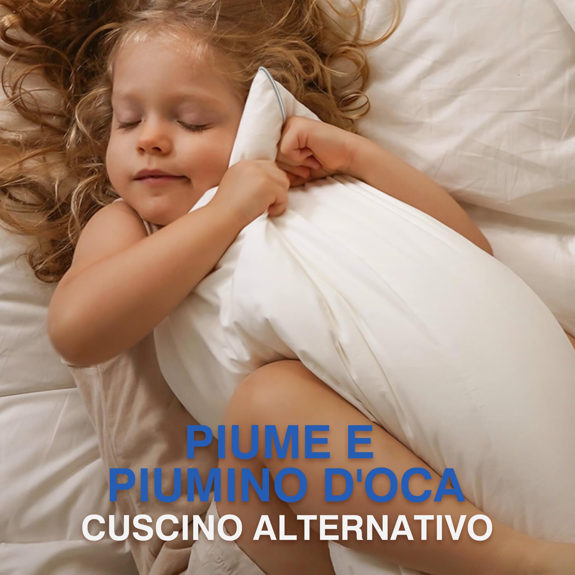 Cuscini in piuma di lusso TESQ 50x70 cm con triplo strato di comfort, cuscini letto igienico di alta qualità, imbottitura soffice e morbida al 100%, Antiacaro, Anallergico, Traspirante