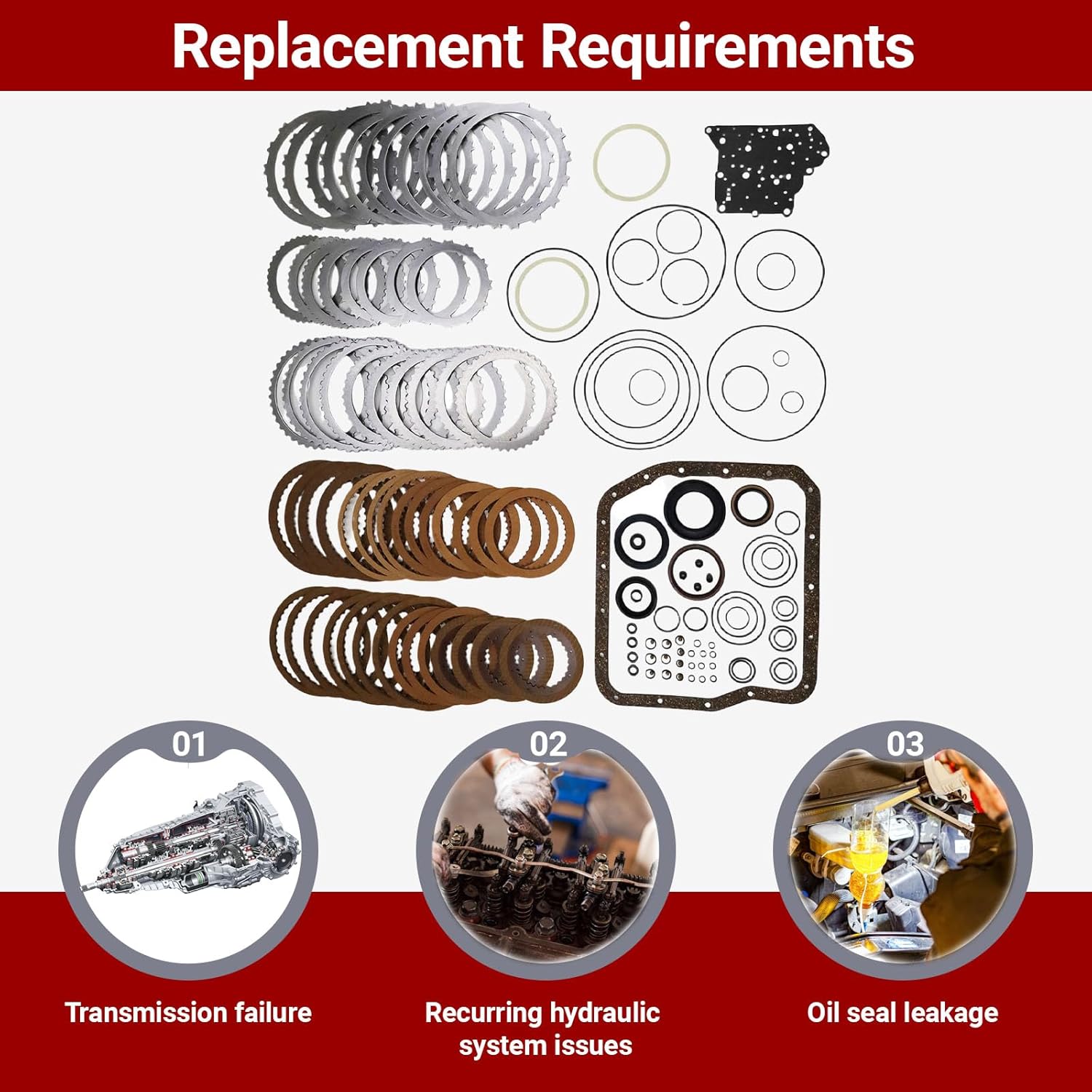 U140E U140F Transmission Master Rebuild Kit Compatible with RAV4 2.0/2.4/3.5L 2000-2008, Camry 2.4/3.0L 2002-2003, Highlander 2.4/3.0/3.3L 2001-2007 Direct Replacement T136081A T13600A