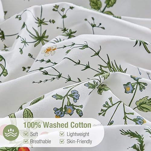 Miniatura 4 de Lekesky Funda de edredón de algodón tamaño Queen  Juego de funda de edredón reversible de mango 100% algodón lavado para todas las estaciones, juego