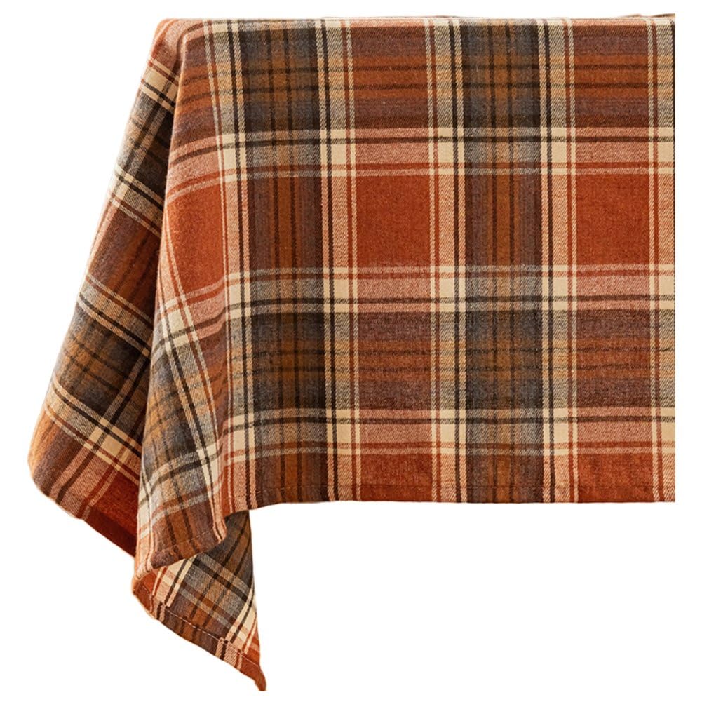 Nappe rectangulaire à carreaux d'automne avec motif convivial pour table de salle à manger et fête