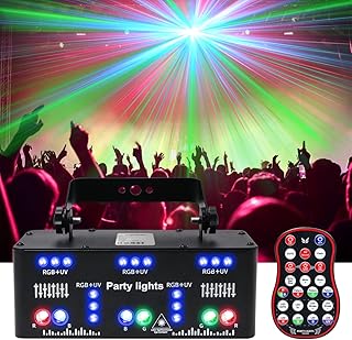 AMKI Party Lights, 21 Lens DJ Lights with Strobe Effect,Disco Light Indoor with RGB UV Laser Light Support Sound Control DMX5 (21eyes)