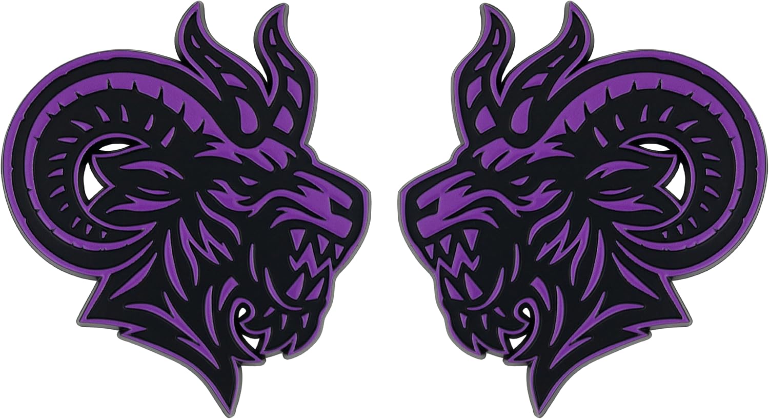 Angry Goat Emblem 3D Horned Monster Car Badge - Aggressive Exterior Automotive Emblem for Car Truck SUV Hood Trunk Fender (Set of 2) (Purple)