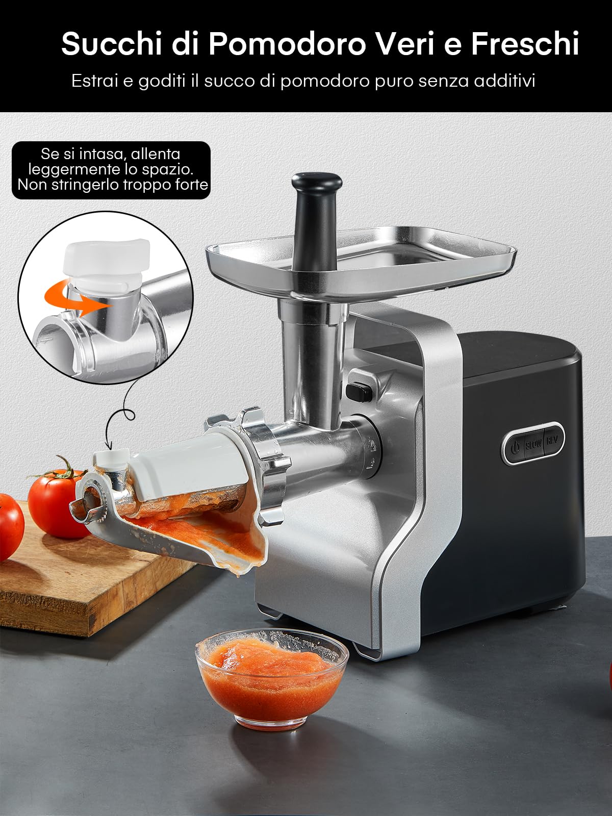 Tritacarne Elettrico Professionale, 2800W Max Potenza di Bloccaggio, HOUSNAT 5 in1 Tritacarne Elettrico, 3 Piastre di Macinazione in Acciaio Inox, perCarne, Salsiccia, Kebbe, Verdure, Salse, Nero