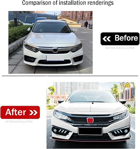 Miniatura 10 de Accesorios de automóvil para Honda Civic 10 generación 2016-2021 para parachoques delantero, cubierta de moldura (estilo de fibra de carbono), ABS,