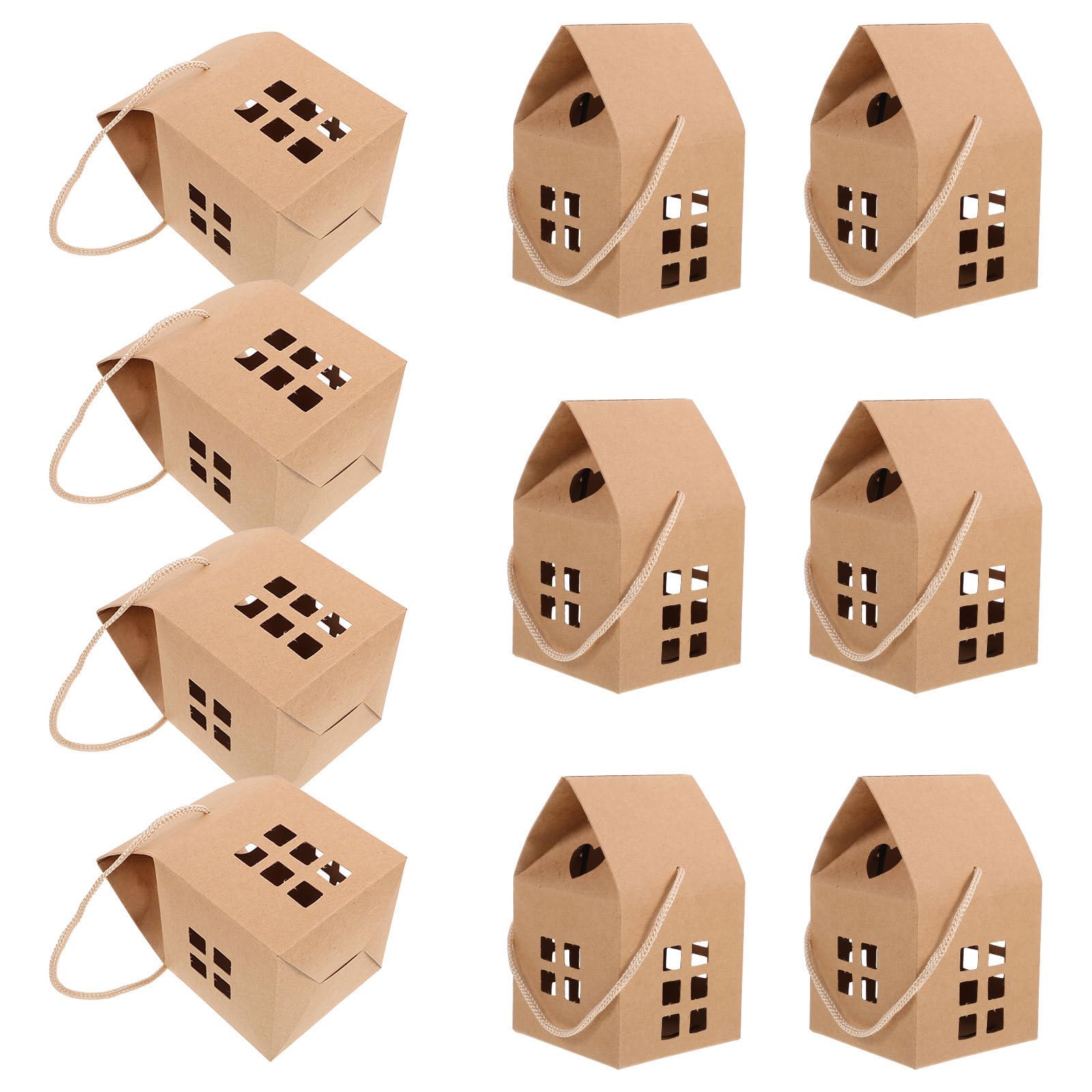 LALAFINA Scatoline Regalo Design Unico per Bomboniere Matrimonio 50 Pezzi a Forma di Abitazione in Carta Marrone e Uso Versatile per Eventi e Feste