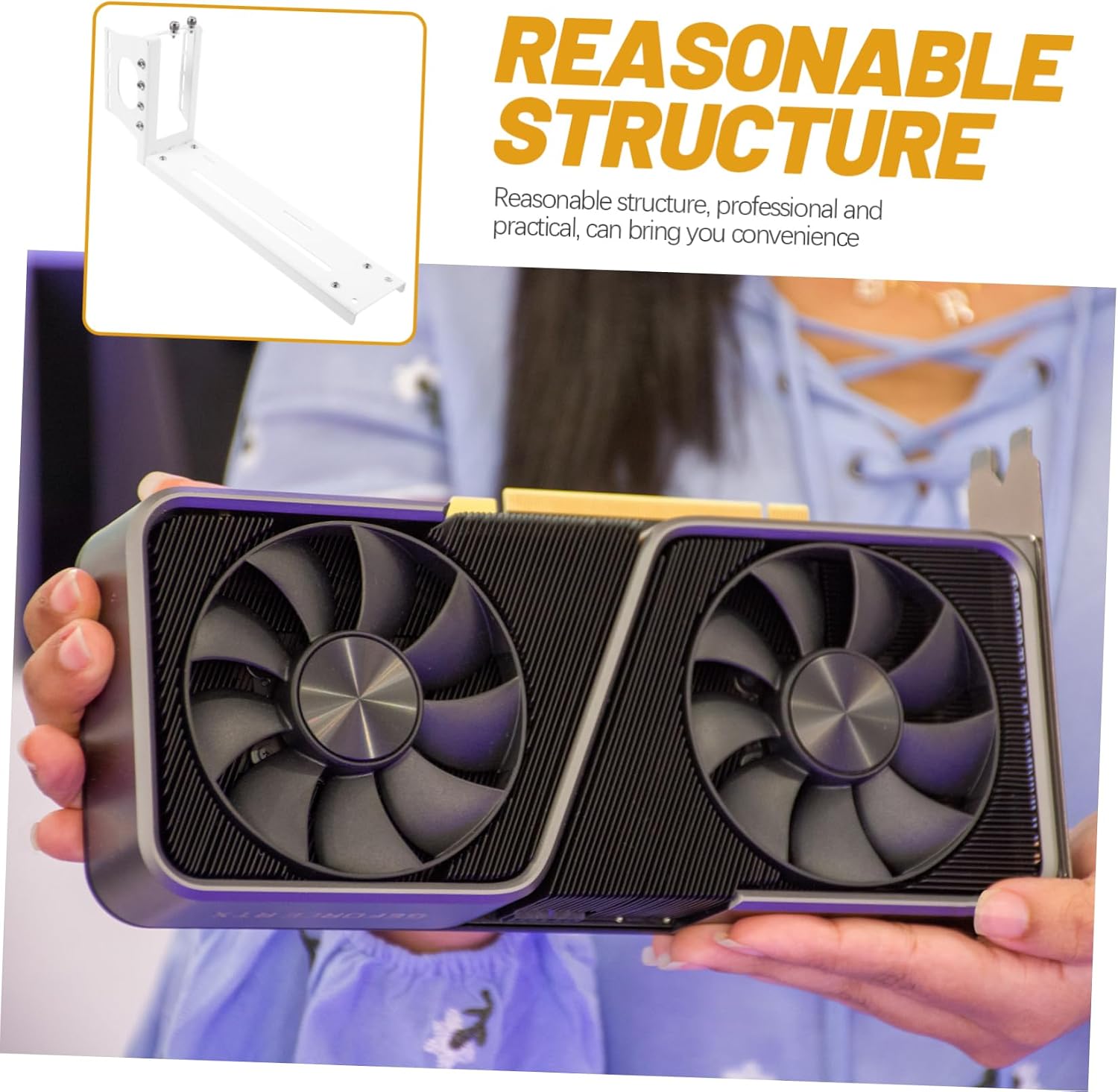 HOMSFOU Vertical Gpu Holder Bracket Pci Extension Magnetic Support for Computer Chassis Easy Installation for Enhanced Graphics Card Display and Stability