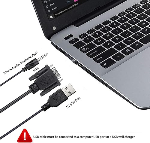 Miniatura 5 de Cable VGA a HDMI, cable adaptador VGA a HDMI con audio para conectar PC antigua, portátil con una salida VGA a nuevo monitor, pantalla, HDTV con