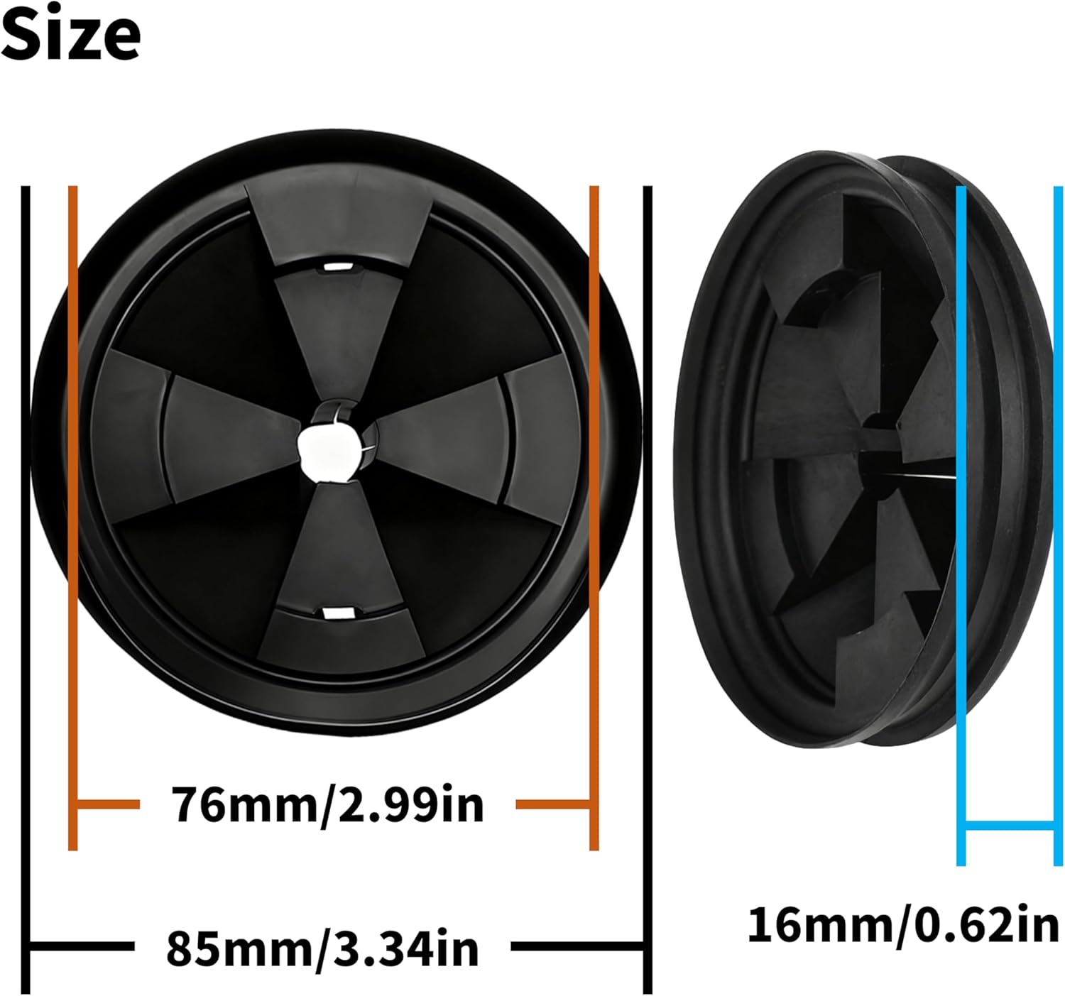 2Pcs Garbage Disposal Splash Guard 3 3/8, Kitchen Sink Rubber Drain Guard, Sink Baffle, Garbage Disposal Stopper & Easy Install, Black Rubber, for Home Kitchens & Restaurant.
