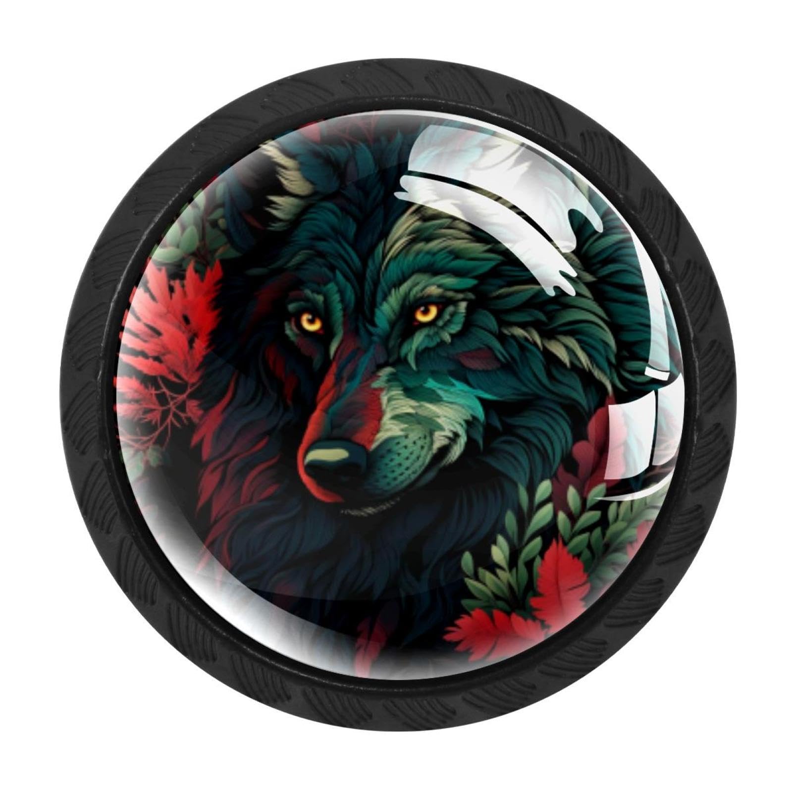 Chenzzzz Multicolored 05 4 Pack Round Cabinet Knobs For Kitchen Bathroom Closet Dresser Cabinets, Wolf
