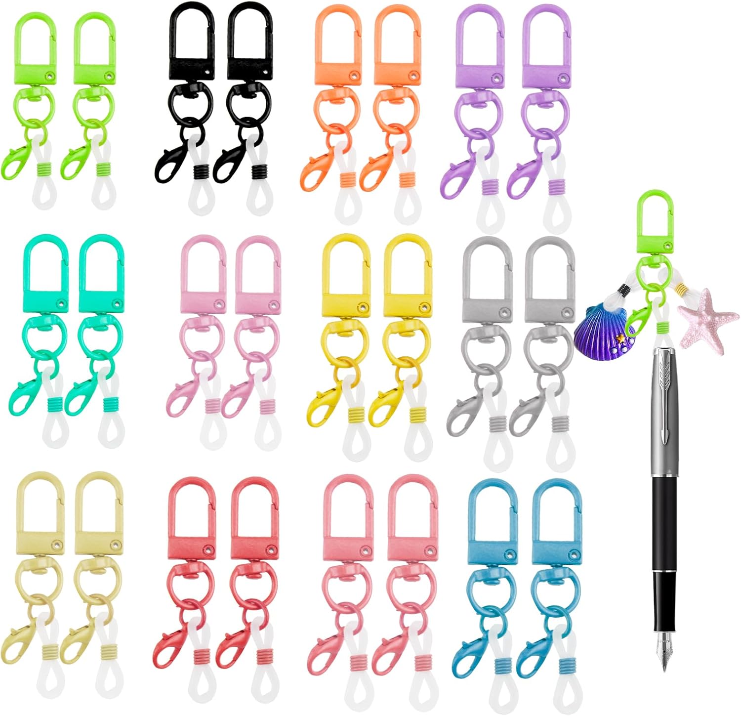 72 Pcs Keychain Making Kit, Colorful Lobster Claw Clasps with Silicone Rings, Metal Swivel Snap Hooks Double Ring Connector for Keychain DIY Crafts Jewelry Purse Backpack Zipper Bags Lanyard Projects