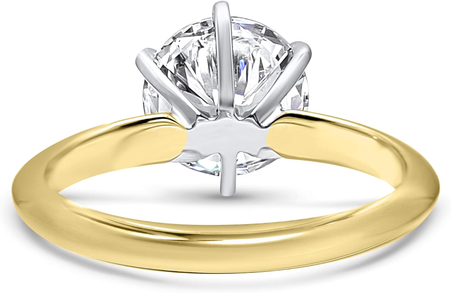 3ct Round CZ Cubic Zirconia Solitaire Engagement Ring in 14k Yellow Gold, Heavy Band, 6 Prong Setting
