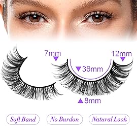 Russain Strip Lashes D-Curly False Eyelashes Natural Look Wispy Cat Eye Lashes that Look Like Eyelash Extensions 3D Lashes Pack
