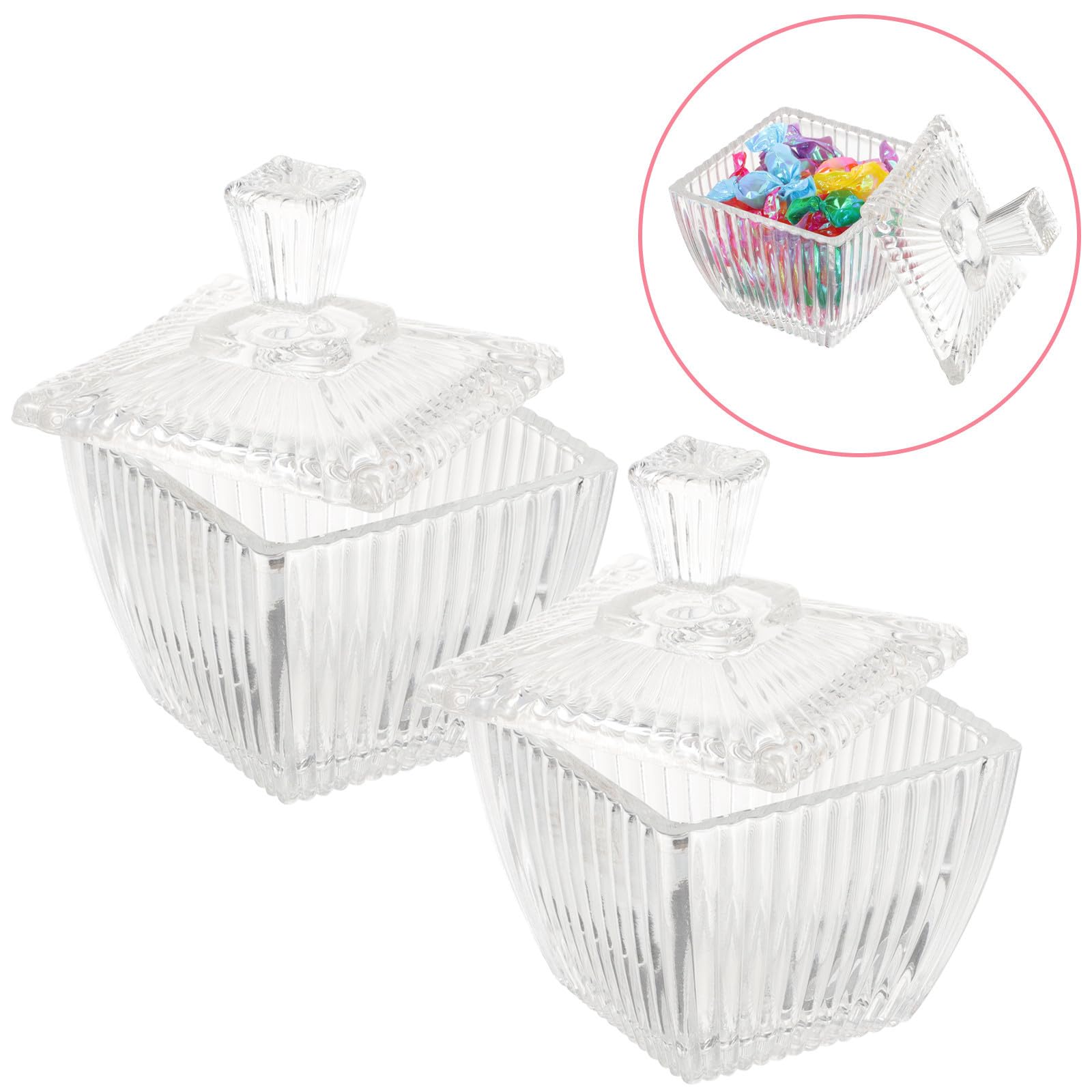 jojofuny Bote de Vidrio Transparente para Terrones de Azúcar, 2 Piezas