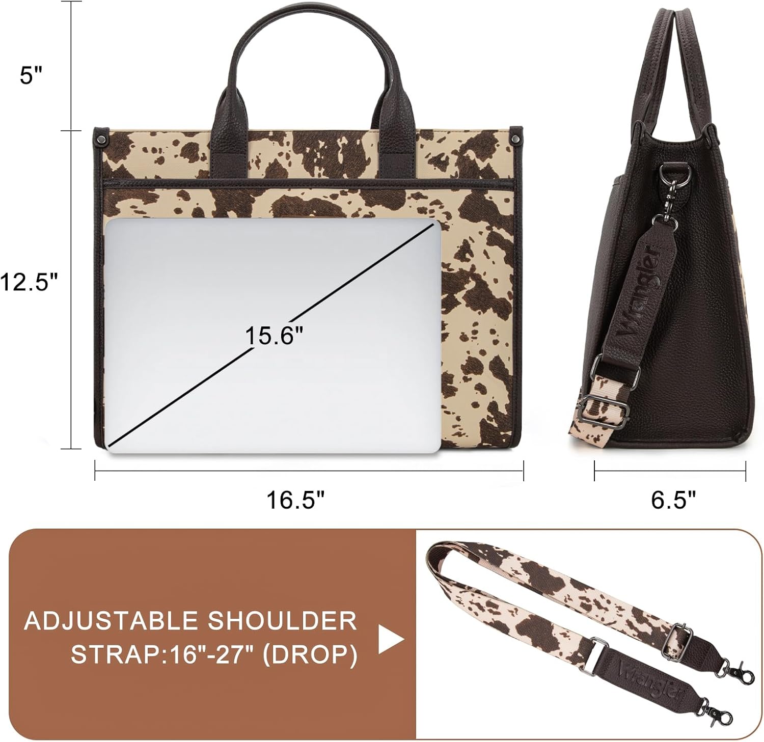 Wrangler Laptop Bag for Women 15.6 Inch Vintage Work Tote Bag for Business Briefcase Handbag with Adjustable Shoulder Strap - Image 5