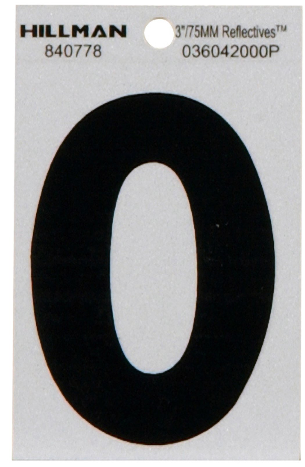 Numéro 0 noir Hillman 840778 plaque signalétique en mylar autocollante
