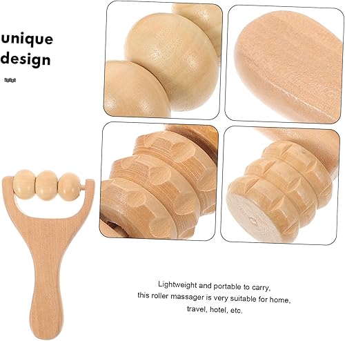Miniatura 3 de Rodillo de masaje de pie trasero de mano, herramienta de terapia de madera para acupunto rodillo de pierna masajeador de relajación para viajes en