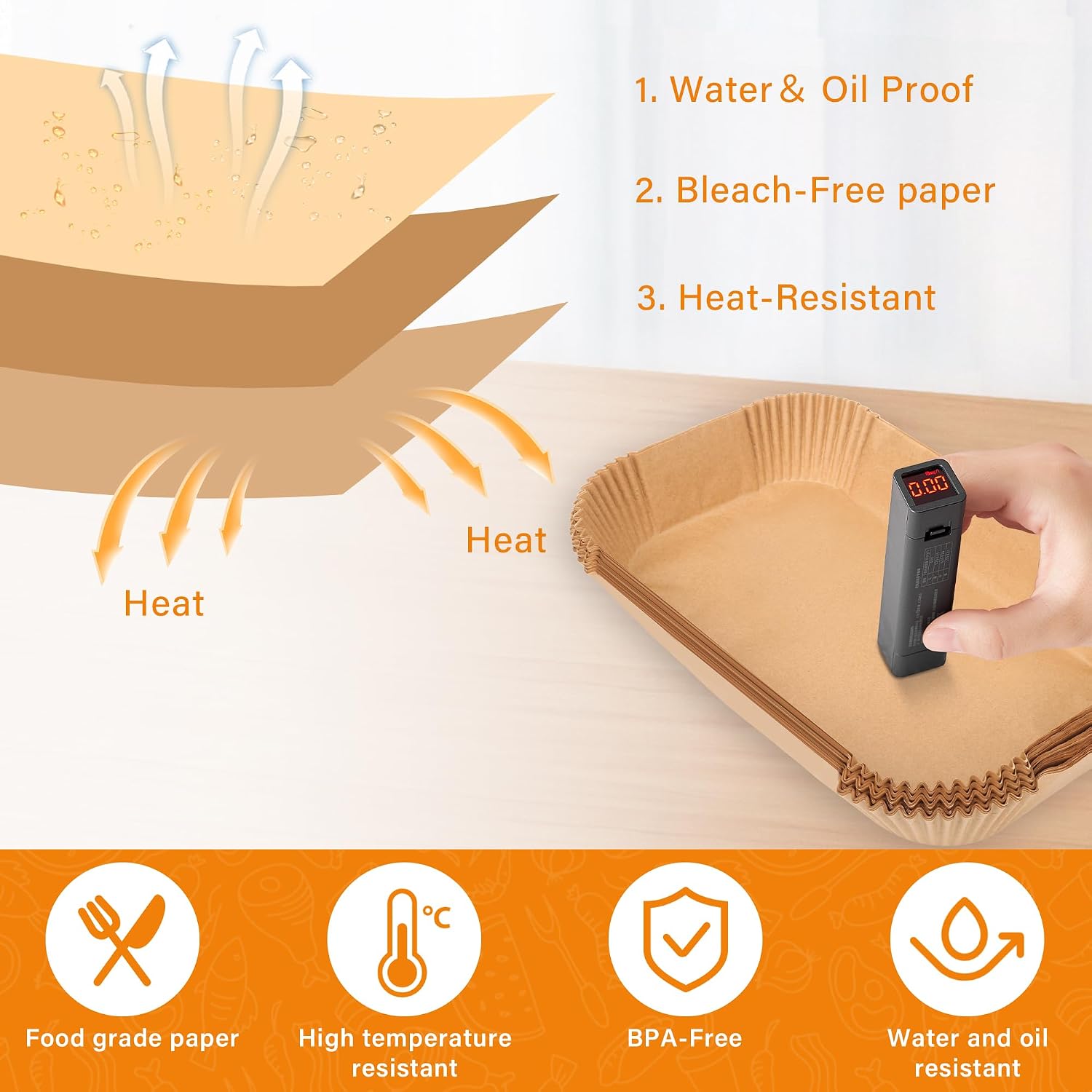120pcs Air Fryer Liners Disposable for Ninja FG551/DG551/IG651/IG601 Foodi Smart XL Indoor Grill, Unbleach Parchment Paper Sheets with Oil Brush for Ninja Foodi Grill