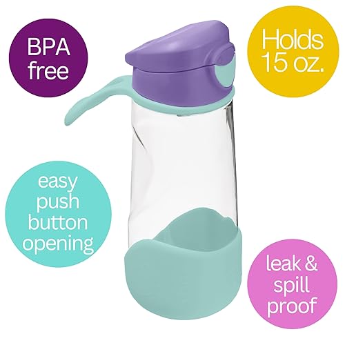 Miniatura 3 de b.box Botella deportiva con boquilla de 15 onzas botella de agua para niños con Tritan duradero. Boquilla de silicona con tapa abatible, a prueba de