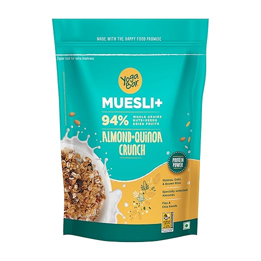 Yogabar Wholegrain Breakfast Muesli - Almond + Quinoa Crunch, 400g