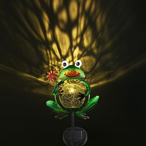 Miniatura 3 de Litake Luces solares de rana decorativa para jardín, decoración de rana solar para jardín, luces de estaca de encendido y apagado automático para