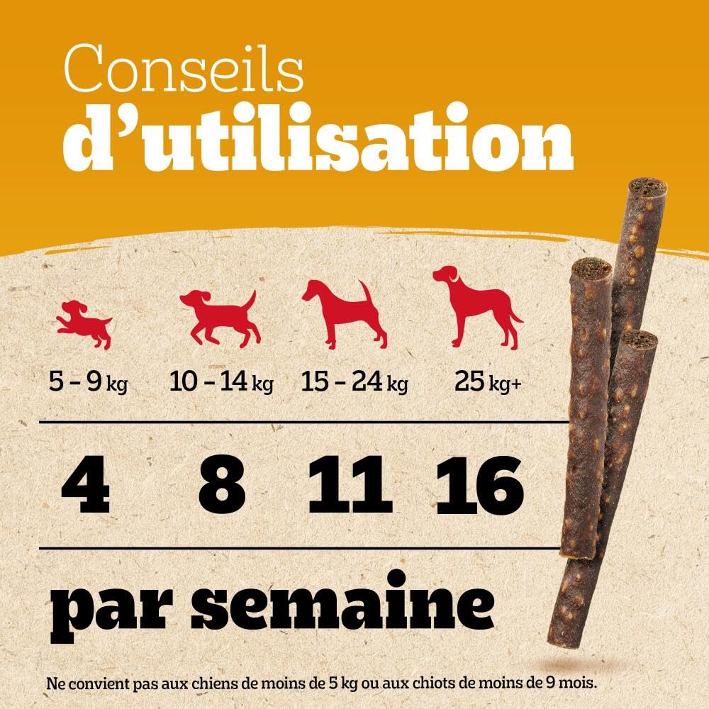 PEDIGREE Ranchos Sticks - Bâtonnets au foie de poulet - Récompenses pour chien adulte - 10 sachets de 60g