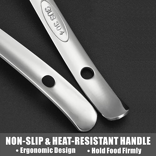 Miniatura 5 de Juego de cucharas de cocina grandes para servir, cucharón de salsa de sopa de acero inoxidable, metal ranurado sólido, para mezclar, servir,