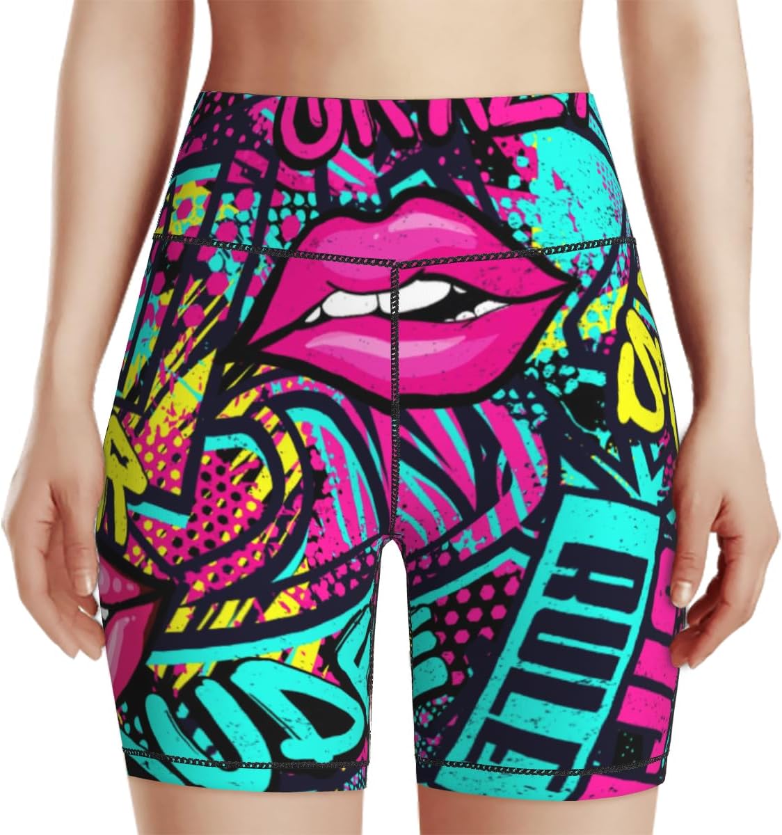 Tropical Leave Flower Butterfly Women's High Waist Yoga Shorts Biker Shorts Workout Athletic Running Hiking Gym