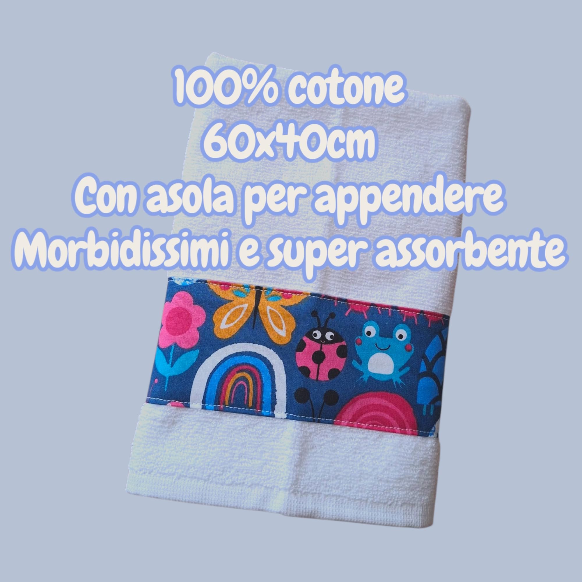 AmiAmarena Set Scuola Materna, Asilo Nido con Nome Ricamato. Sacca a zaino, bavaglino con elastico e asciugamano con asola. 100% cotone Made in Italy (Lollipop, Multicolore)