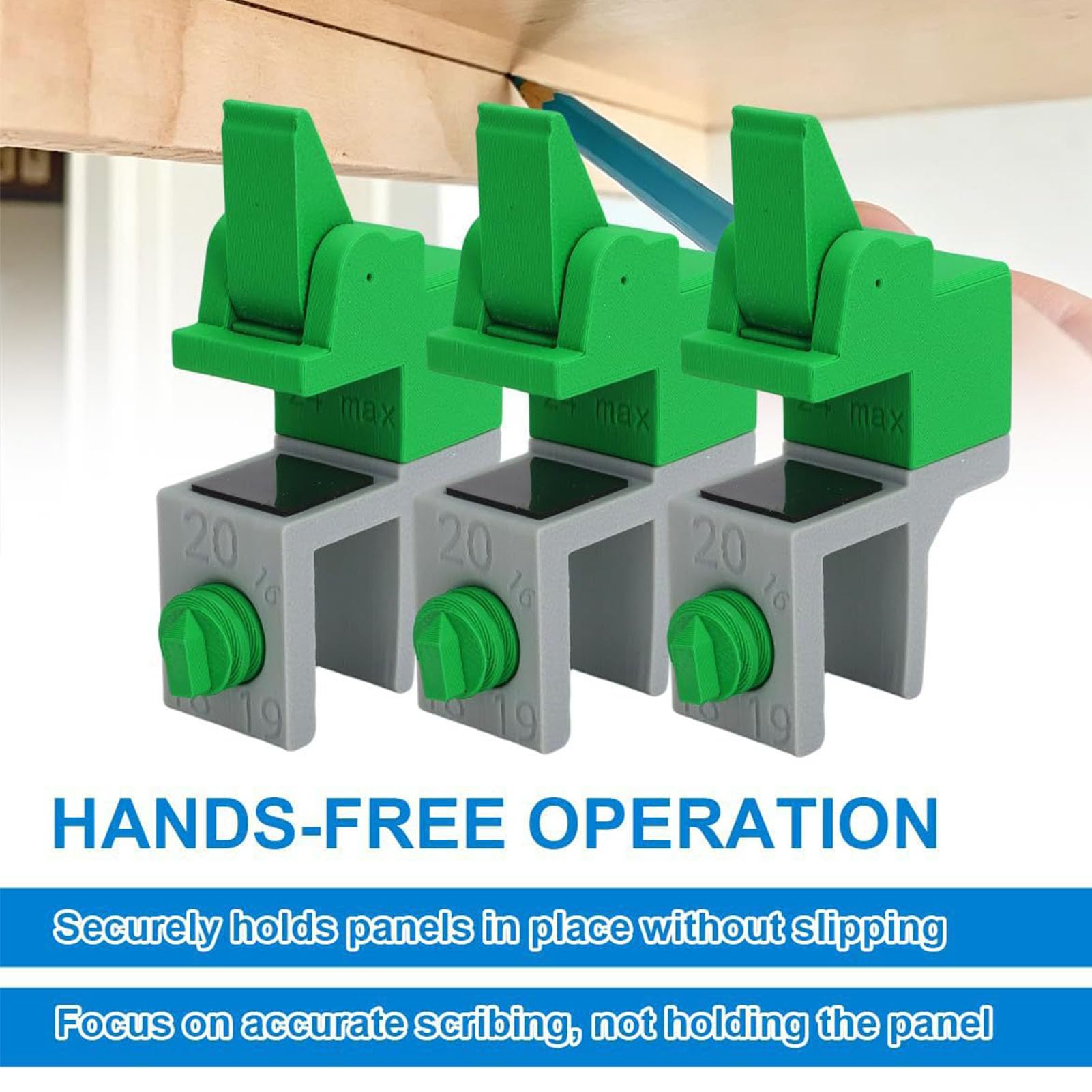 Annadue Scribe Jig Regolabile, 3 Pezzi Morsetto Rapido, per Tracciamento | Morsetto di riempimento per la lavorazione del legno, per carcassa di armadio 12-20 mm, piastra 16-24 mm, plastica ABS