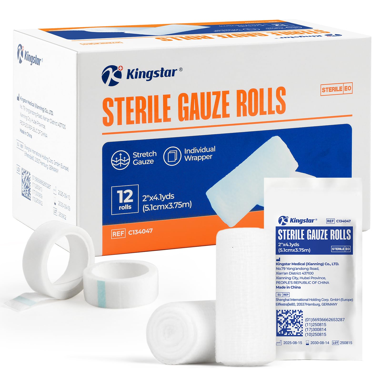 Sterile Gauze Rolls - 12 Pack for Wound Care -1