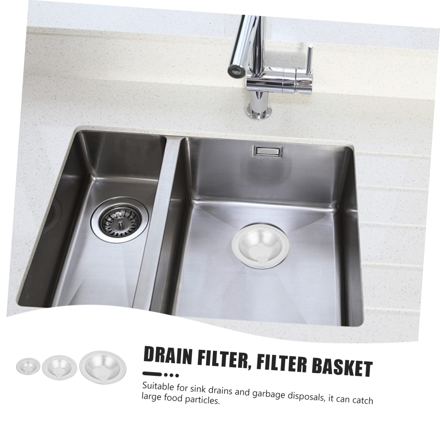 HOMSFOU 3 Set Filtro Di Scarico Scovolini Sopra Lo Stendibiancheria Del Lavello Pieghevole Etichetta Detergenti Trivella Presa Cromo Padella Tubo Buco Silver Acciaio Inossidabile 3 Pezzi*3