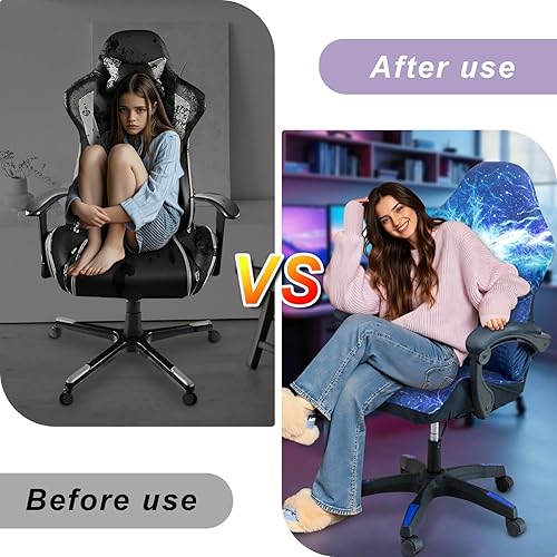 Miniatura 7 de Fundas para sillas de juegos, impresión 3D, de una pieza, ajuste universal, funda de asiento para silla de juegos con reposabrazos y funda