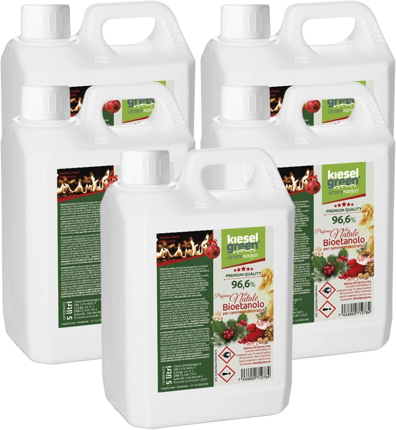 Etanolo Riscaldamento Ambienti KieselGreen Bioetanolo 10 Litri Con Profumo - Carburante Per Camini A Bioetanolo, Fragranze Multiple, 100% Biologico E Sicuro Bioetanolo Camino