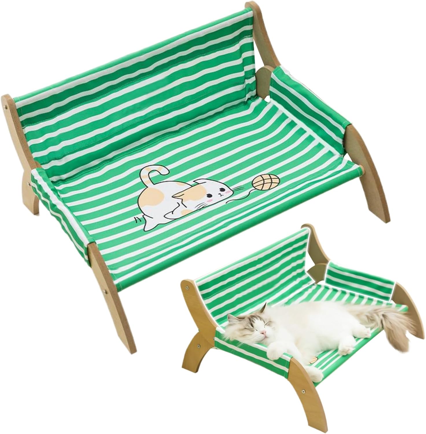 Cat Lounger - Breathable Stripe Kitten Hammock Bed for Cats, Soothing Rest and Relaxation, Indoor Multi-Cat Households, Living Room, Bedroom, Balcony, Comfortable Pet Furniture