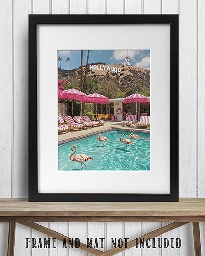 Miniatura 8 de Pink Flamingo Inn Hollywood - Póster sin marco de 11 x 14 pulgadas, arte de pared retro glamoroso de mediados de siglo, estilo California Dreamin'