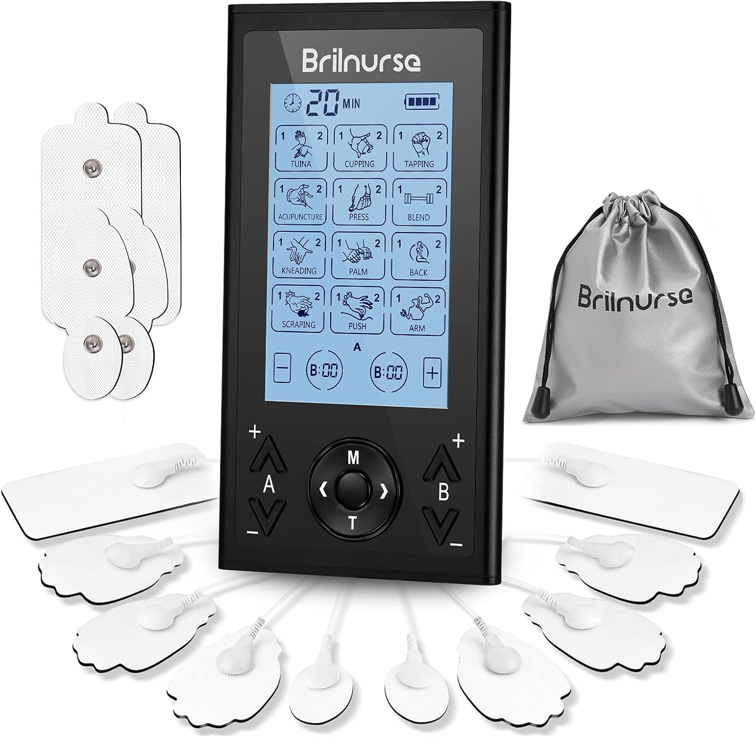 4 Channels TENS Unit Muscle Stimulator, 24 Modes TENS Machine with 16 Pads, Labor Simulator Machine for Men Women Electronic Pulse Massager Shoulder Back Pain Relief : Health & Household