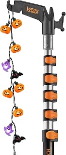 5-24 ft Long Telescopic Extension Pole with Utility Hook // Telescoping Pole for Christmas Lights Installation, String Lights, Birdfeeders // Lightweight and Sturdy // Christmas Light Pole with Hook