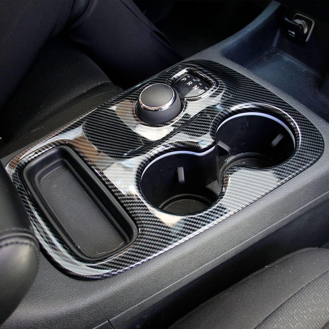crosselec Carbon Fiber Central Control Gear Shift Panel Trim Fit for Dodge Durango (2014-2017)