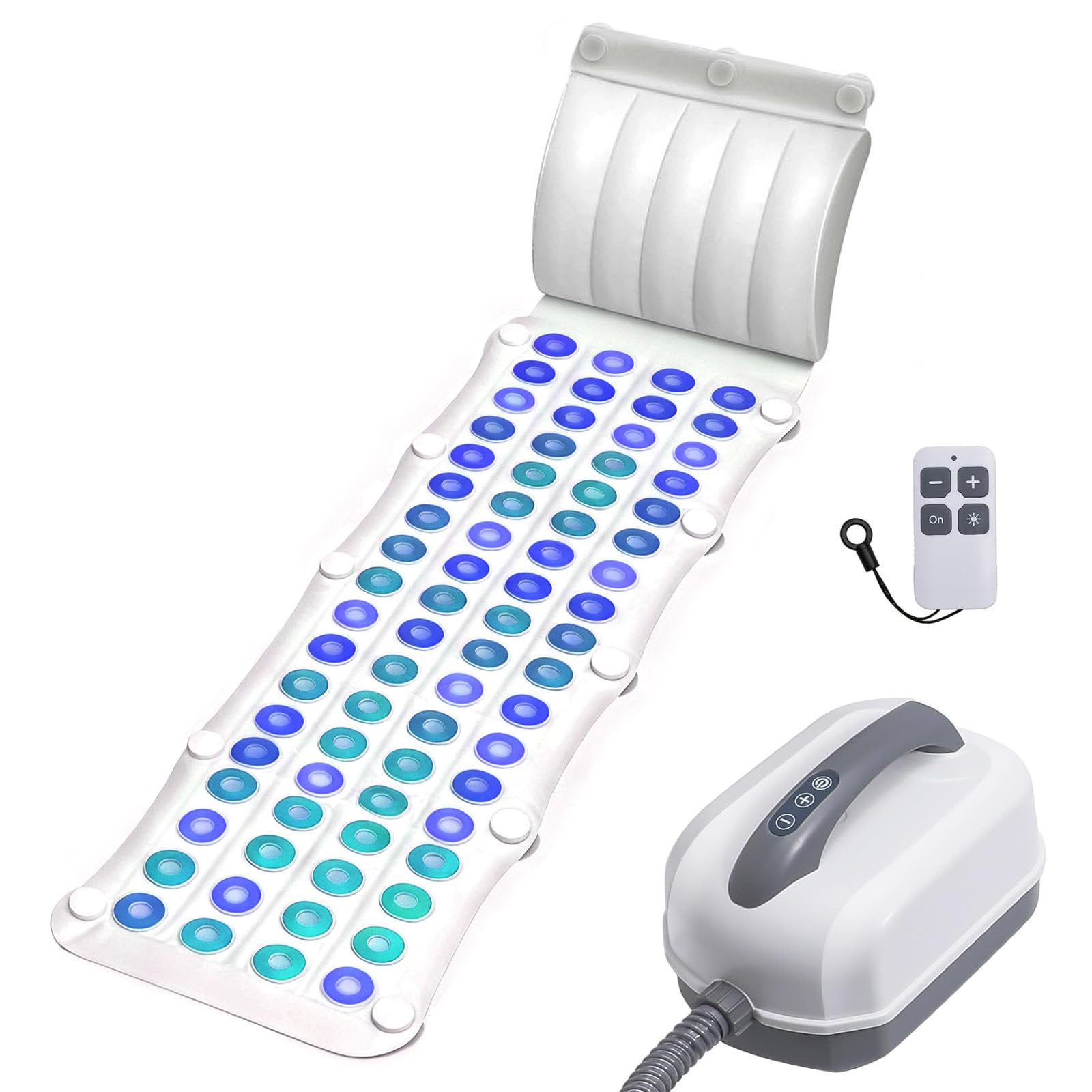Tapis de Bain à Bulles avec Télécommande | Tapis de SPA à 93 Jets pour Baignoire | 6 Niveaux & Lumières LED 7 Couleurs | Pompe à Air Améliorée | Tapis de Baignoire Portable pour la Maison