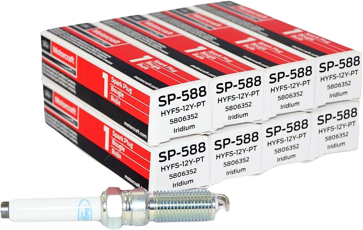 Motorcraft SP-588 Spark Plugs (Qty 8) – Platinum Tip – Genuine OEM Ford Part – Compatible with 2021-2026 Ford F-150 5.0L V8 Models