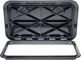 Amarine Made Boat Hatch, 24" X 14" Boat Access Hatch, Marine Hatch | Weatherproof Marine Hatch Cover, Non Slip, Easy to Install, Rectangular Boat Hatch Door with Screw for Boat Yacht,White/Black