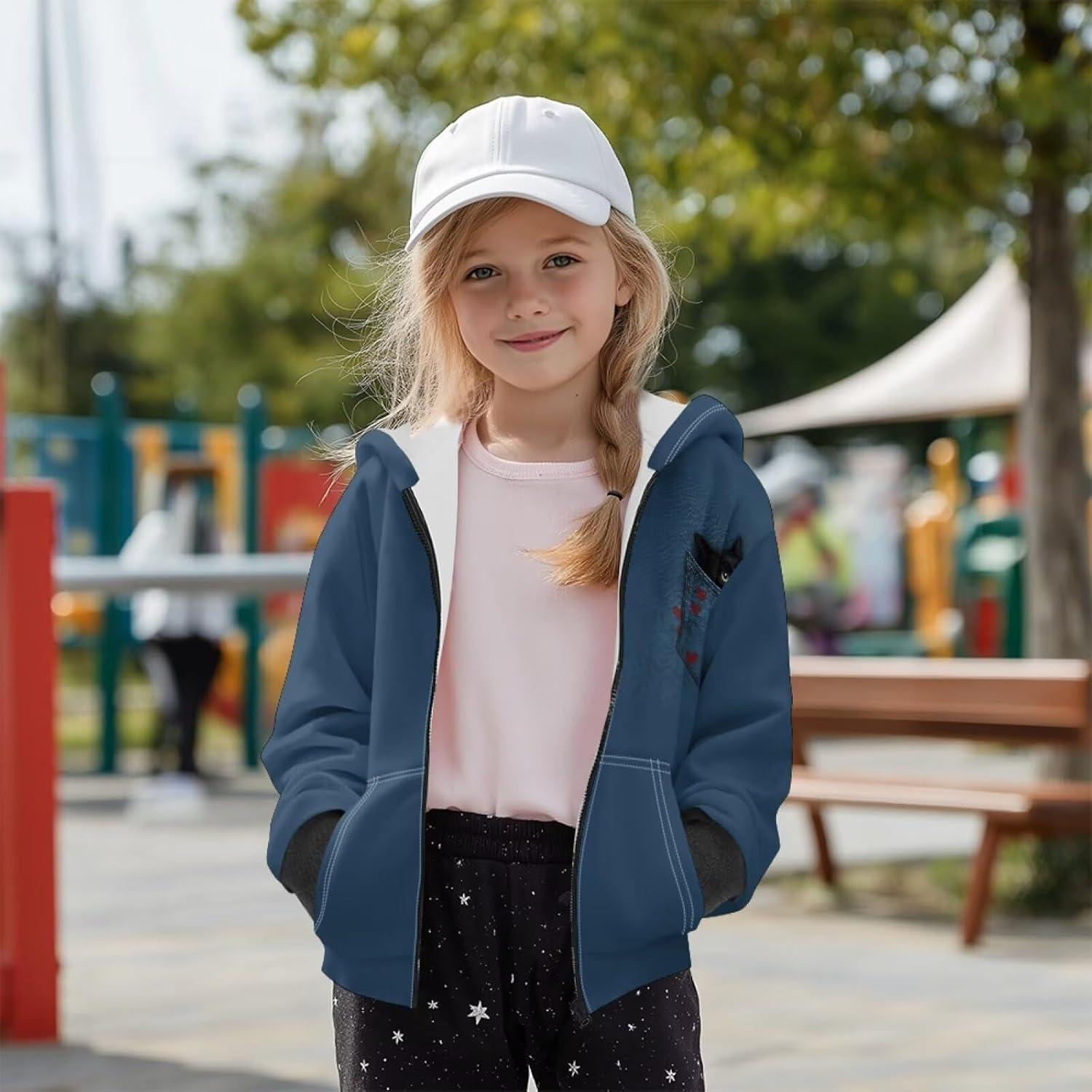 Kids Zip-Up Hoodie, Athletic Cardigan Sweatshirt Fashion Cozy Winter Jacket with Kangaroo Pocket for Boys Girls