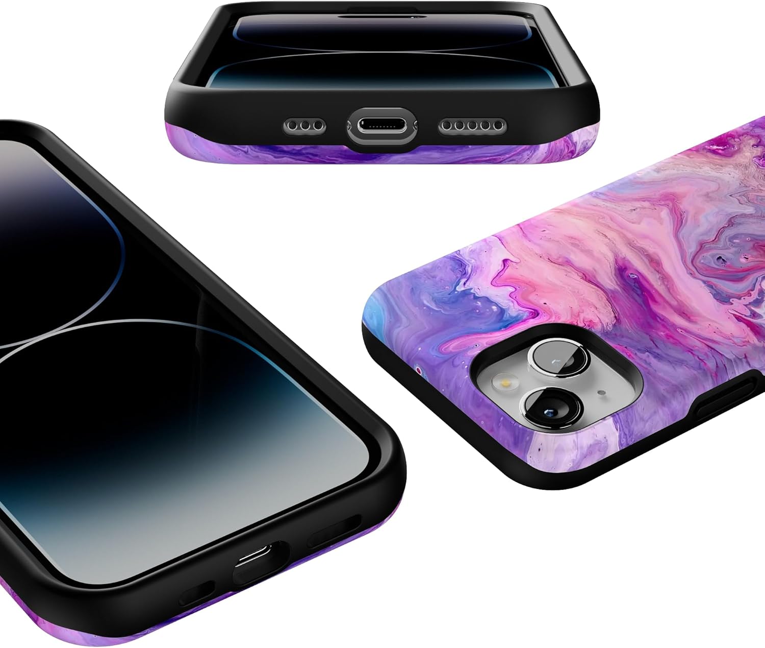 Casely iPhone 14 Case | Tie Dying Over You | Purple Marble | Bold Protective Design | Compatible with MagSafe