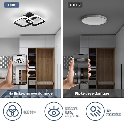 Miniatura 3 de ADISUN Lámpara LED moderna de techo empotrada para dormitorio, cocina, loft, pasillo, balcón, escalera, entrada, cuadrado, 22 W, blanco frío, 110 V