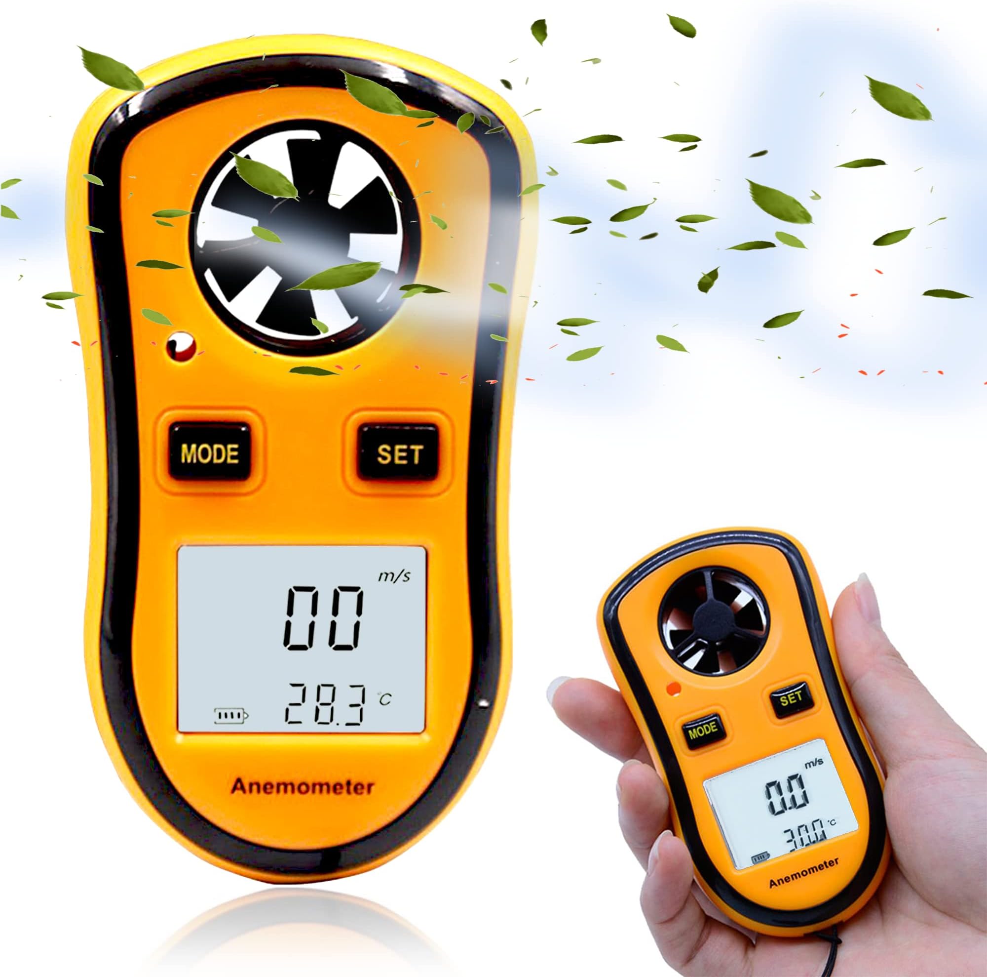 FISHTEC Digital Anemometer - Wind Speed/Temperature/Beaufort Scale - Ideal for Sailing, Fishing, Kiting and Mountaineering