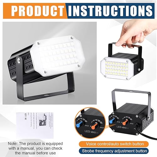 Miniatura 3 de 4 luces estroboscópicas de Halloween para fiestas, luz estroboscópica LED, activada por sonido y control de velocidad de flash con 36 luces LED RGB