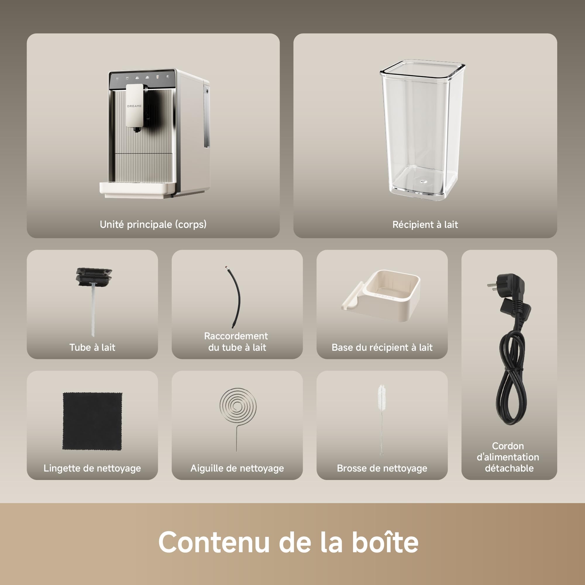 dreame Ecceluxe Slim, Machine à expresso automatique, Un format compact pour un goût digne d'un barista, Design ultra-fin de 18 cm, Écran tactile pour préparer cinq cafés classiques