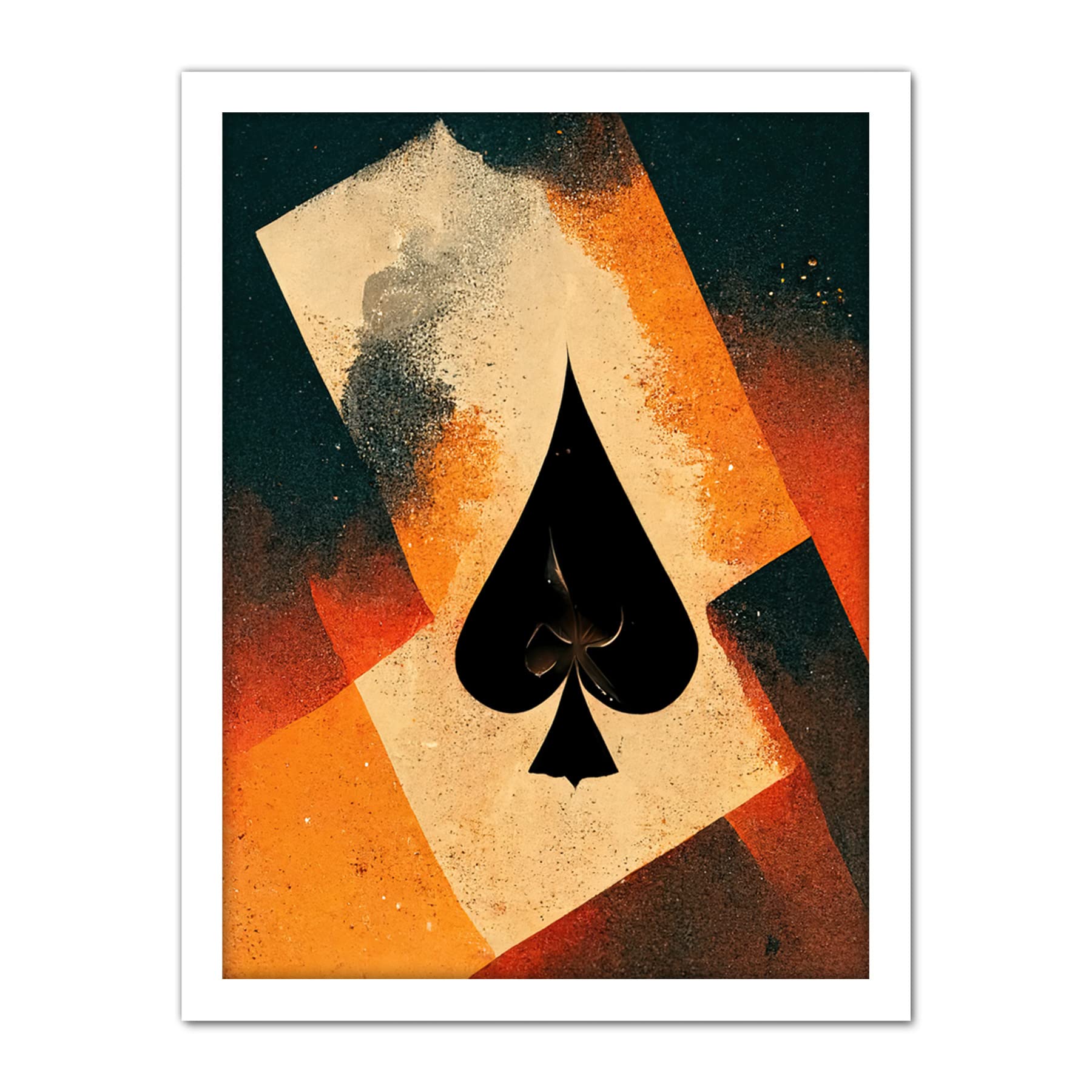 Doppelganger33 LTD Ace Of Spades Card Casino Poker Abstract Artwork Framed Wall Art Print 18X24 Inch