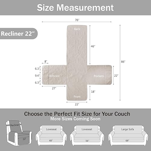 Miniatura 6 de Fundas acolchadas beige para sillas reclinables, impermeables, fundas para sillas reclinables para niños perezosos, fundas reclinables que admiten