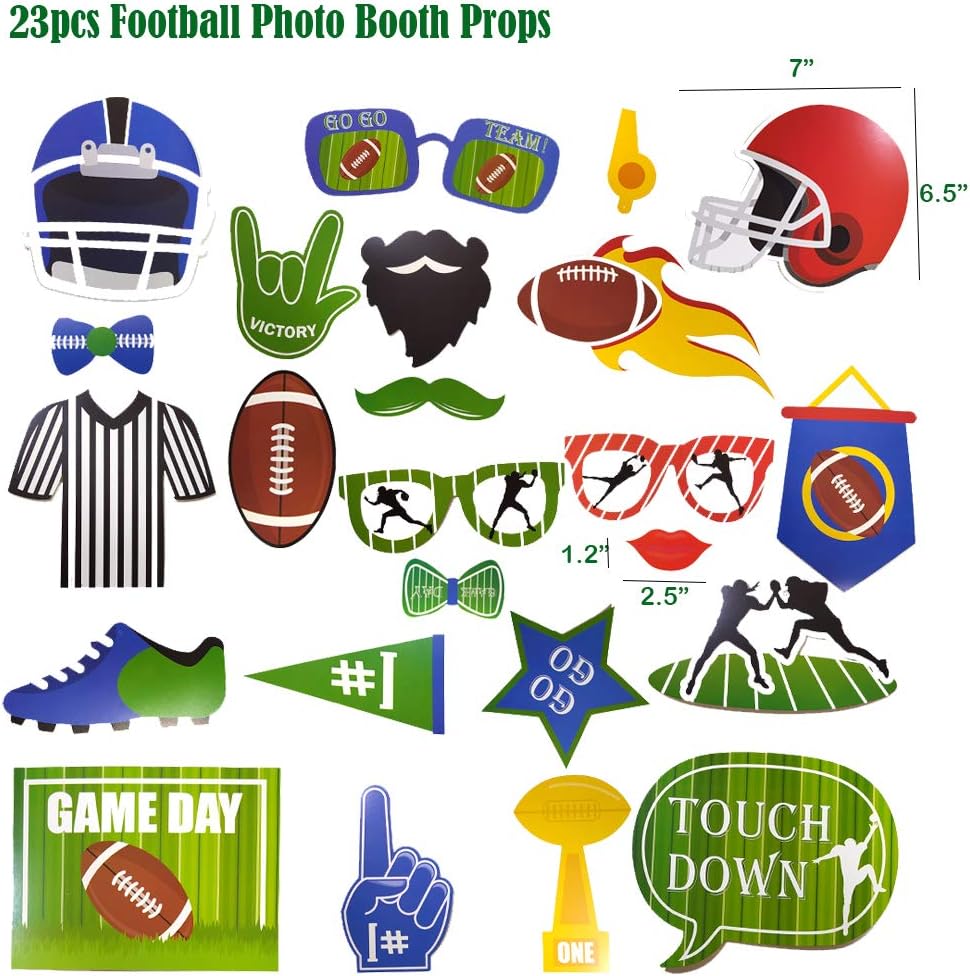 23pcs Sport Theme American Football Photo Booth Props Game Day Football Touchdown Party Supplies Tailgate Cutouts for Kids Boys Birthday Party,Super Bowl Party Decorations - Image 3